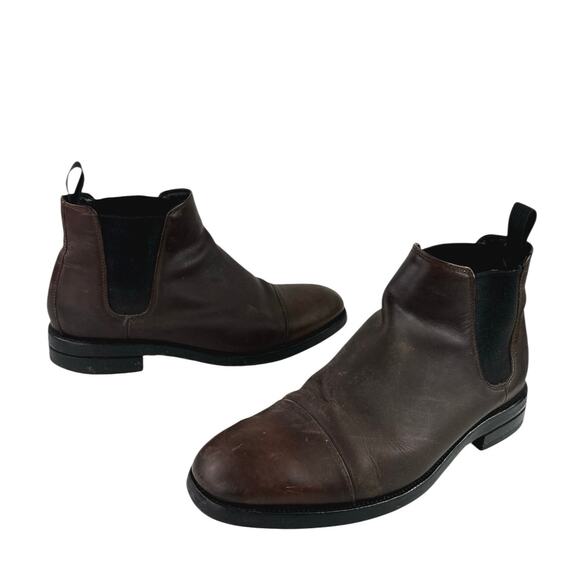 Cole Haan Men's Brown Leather Cap Toe Waterproof Slip On Ankle Boots Size 7.5 - Picture 5 of 7
